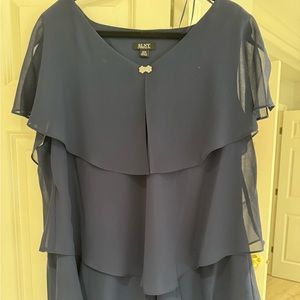 SLNY navy shift embellished dress